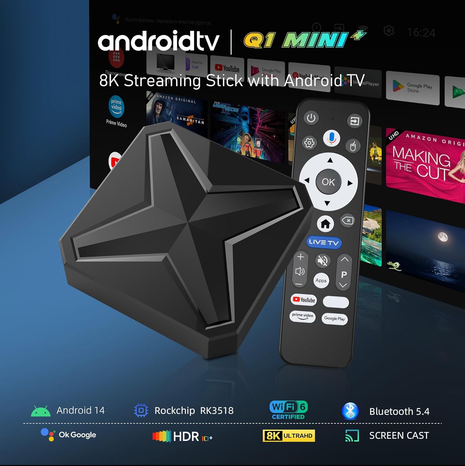 Dulmssxy Q1 Mini+ TV Box - Android 14
