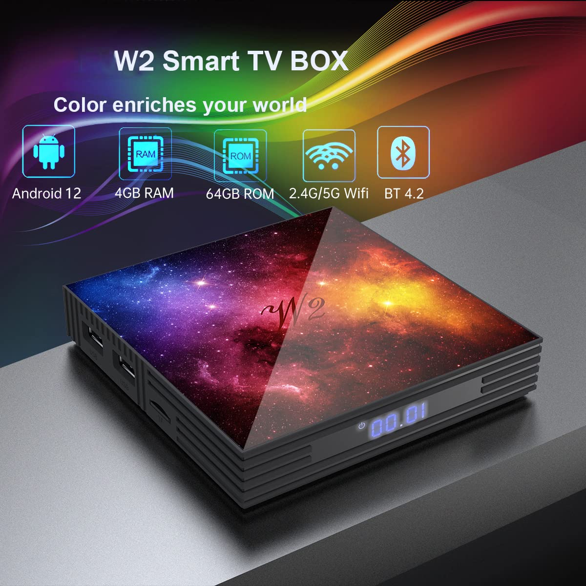 Pinstone W2 TV Box - Android 12